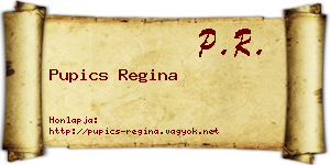 Pupics Regina névjegykártya